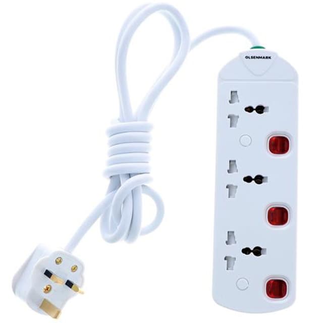 Olsenmark OMES1809 3 Way Extension Socket White