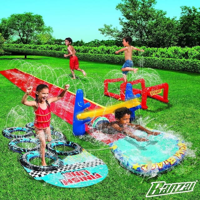 Banzai Aqua Blast Obstacle Course Slide - 16Ft Inflatable Water Slide - 41913PS