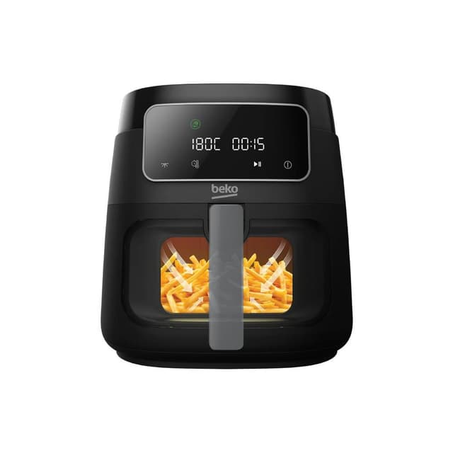 Beko ExpertFry Hot Air Fryer XXL 7.6 Litre with Window 1750W Touch Control Display 9 Preset Programs Including Defrost French Fries Chicken Grill Skewer Bake Dehydrate Roast-FRL3374B