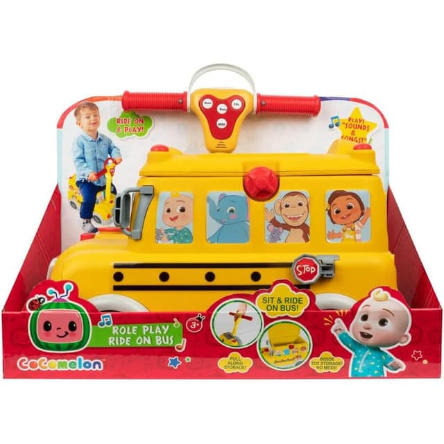 Cocomelon Ride-On Bus Role Play Set – Interactive Battery-Powered Ride-On Toy for Toddlers with Music, Lights, and Learning Features - CO445019