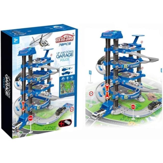 D-POWER - Multi Level Lift Parking Set, 4 Storied DIY Build Set, Theme - Police Station, 78pc Set, Kids Age 3 Plus - DP660-A328
