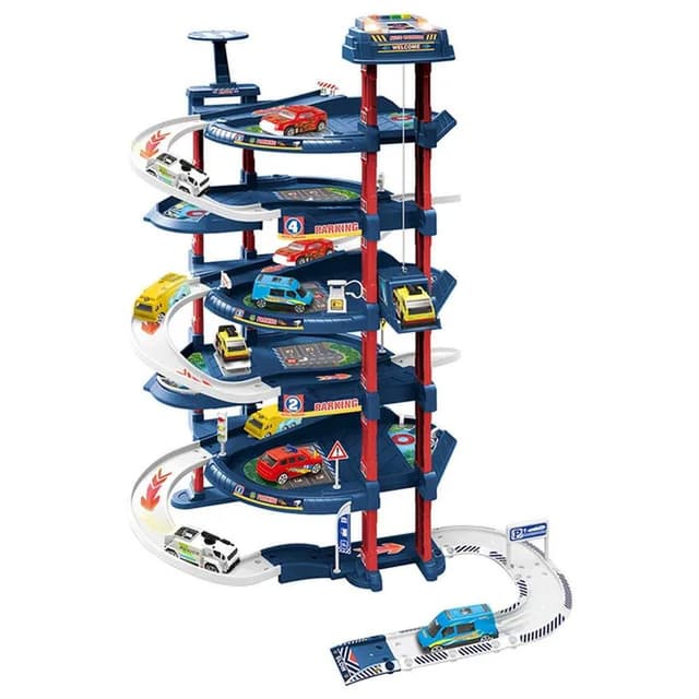 D-POWER - Multi Level Lift Parking Set, 5 Storied DIY Build Set, Theme - Police Station, 82pc Set, Kids Age 3 Plus - DP660-A324