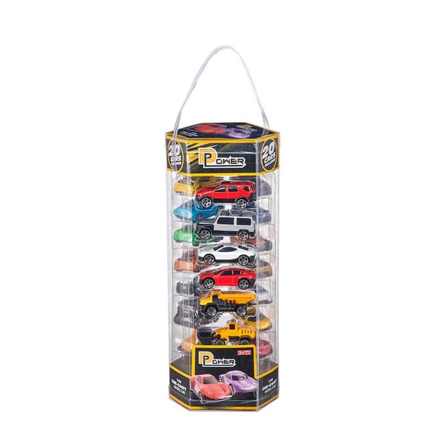 D-Power Diecast Cars Pack- 1-64 Scale Metal Alloy Die-cast Vehicles Collection with Storage Carrying Tub 20-Piece Multicolour, Built with a durable die-cast alloy body, for kids of all ages. - DP97197