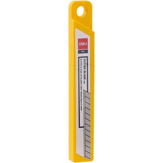 Deli Cutter Blade, Snap-Off Blades, 10 Blades, SK5 Steel, 80mm x 9mm x 0.4mm for Cutting Tasks - E2012