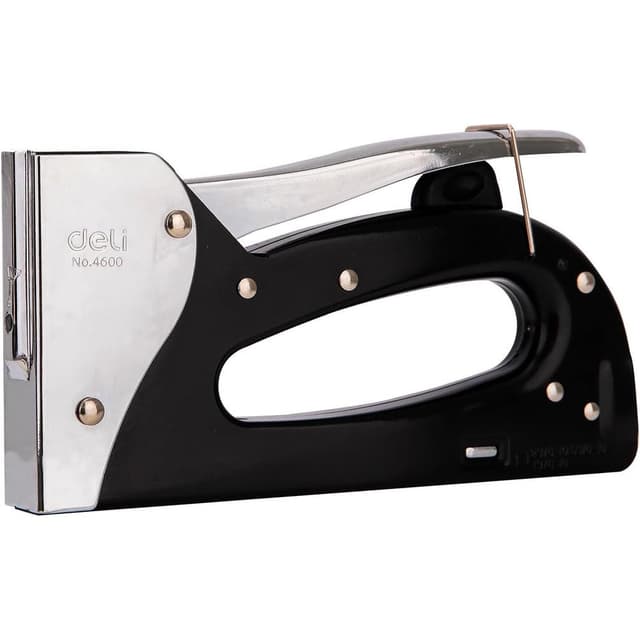 Deli Heavy Duty Staple Gun Tacker, Black or White, Ideal for Office and Home Use with High Capacity Staples - E4600