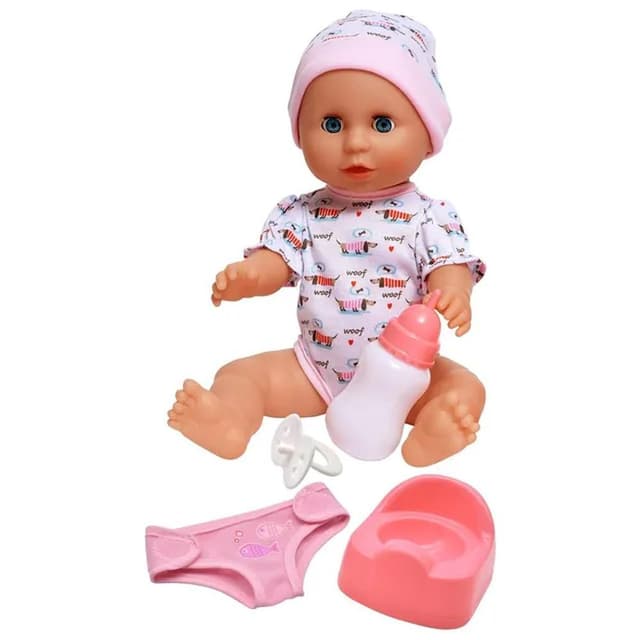 Dolls World Baby Boohoo Deluxe Doll – 38cm Vinyl Drink & Wet Baby Doll (78404)