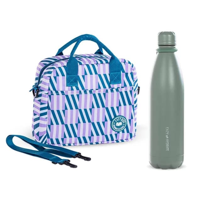 Eazy Kids Steel Water Bottle With Lunch Bag, 1L Green - CMEZ-LB01WBSS1000SW-GR