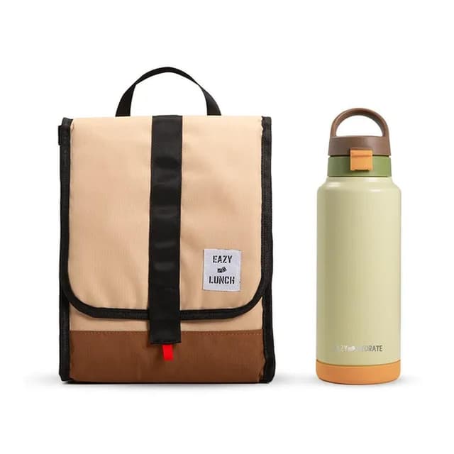 Eazy Kids Vacuum Insulated Water Bottle With Lunch Bag - Refresh, 950ml Green - CMEZ-LBWBSS32DW-IVGR