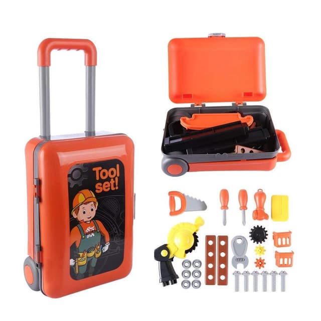 Generic Deluxe 2-in-1 Kids Tool Playset with Suitcase Trolley – Educational Pretend Play Toy