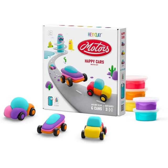 HEY CLAY - Happy Cars set Air-Dry Clay 6 Cans - HC60902