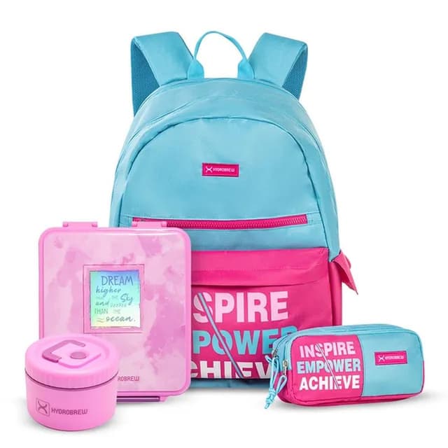 HYDROBREW 18‑Inch Backpack with Bento Lunch Box And Steel Food Jar Pink Combo - CMHB.S2JBLB1740.ALFPIDHPI