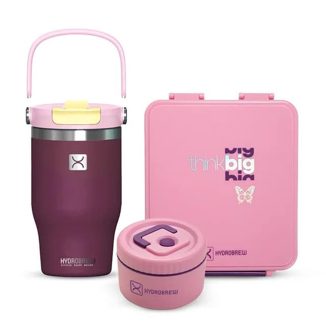 HYDROBREW 500ml Vacuum Bottle And Bento Lunch Box Pink Combo - CMHB.WBSS18DWJBLB1740.PUTBPI