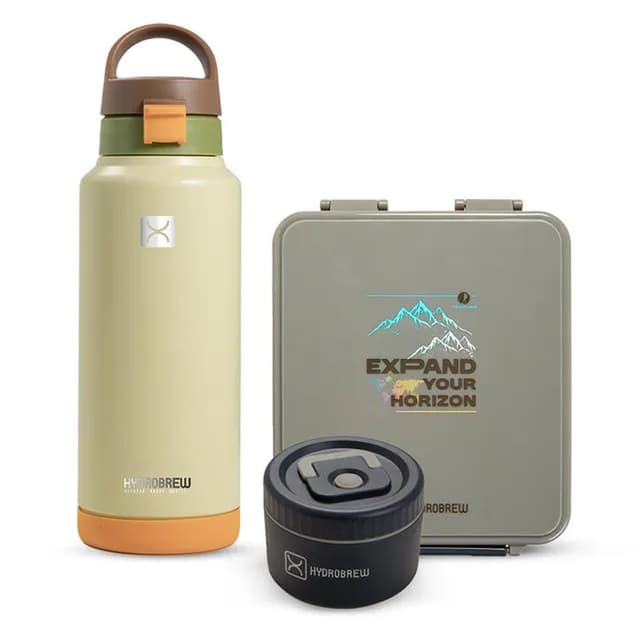 HYDROBREW 950ml Vacuum Bottle And Bento Lunch Box Sage Combo - CMHB.WBSS32DWJBLB1740.GREXGR