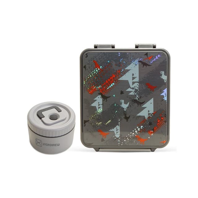 HYDROBREW Bento Lunch Box with Steel Food Jar Dinosaurs Grey 1.74L - HB.JBLB1740.DIGY