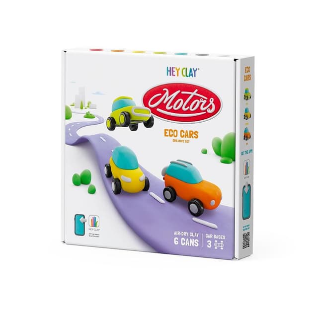Hey Clay - Eco Cars Air-Dry Clay 6 Cans - HC60901