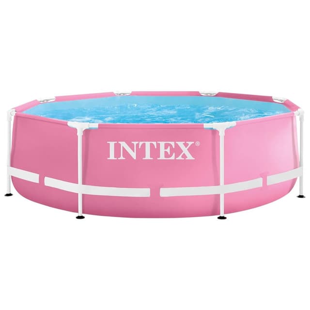 Intex Pink Metal Frame Pool 2.44m x 76cm with Easy Setup and Durable Steel Frame - Model 28290