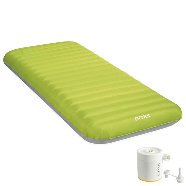 Intex Premaire Dura-Beam Camping Mat with USB150 Air Pump - Inflatable And Lightweight, Perfect for Outdoor Adventures 64097
