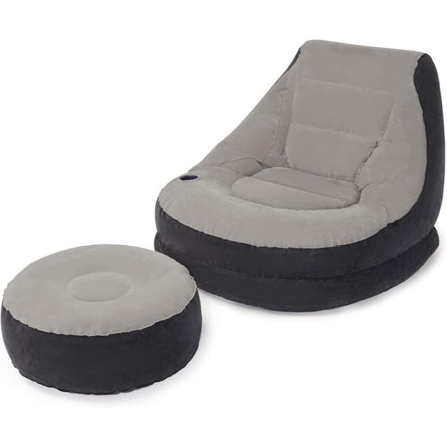Intex Vinyl Ultra Lounge Chair and Ottoman with Luxury Soft Top Layer, Multi-Colour - Model 68564