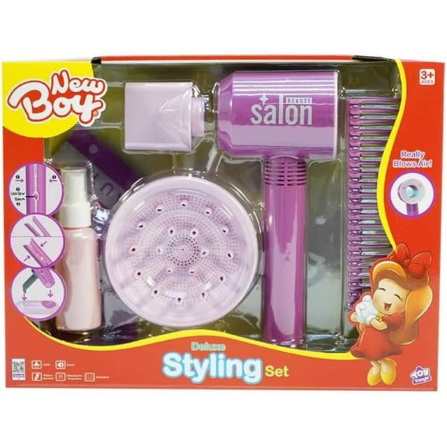 Kids Deluxe Styling Set with Battery Operated Hair Dryer and Accessories - NG-698030