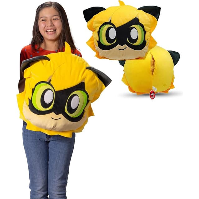 Miraculous 16.5-Inch Cat Noir Huggie Hideaway Plush – Soft & Cuddly Collectible – M13032