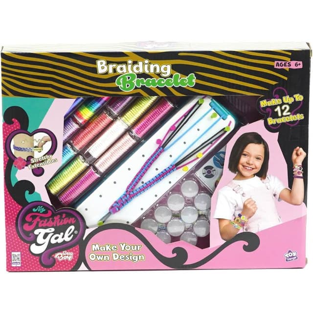 My Fashion Gal DIY Braiding Bracelet Kit for Kids - Creative Jewelry Making Set with Colorful Accessories NG-698007
