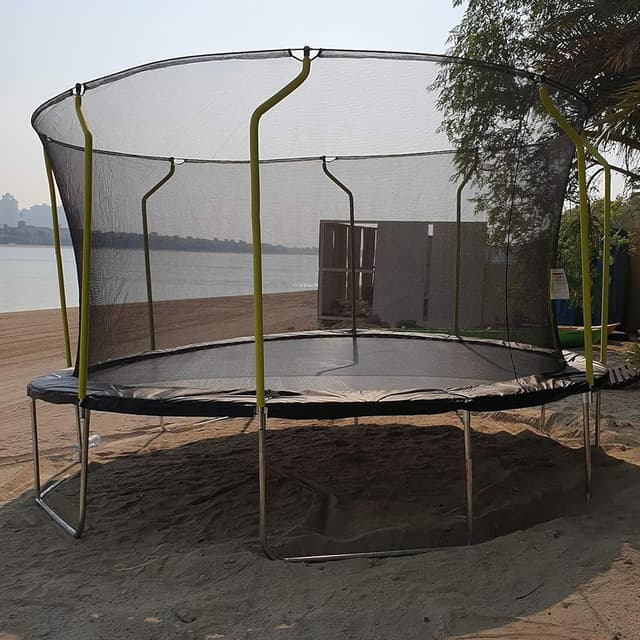 Plum 14FT Wave Spring safe Trampoline And Enclosure, with Enclosure Net and Safety Pad for Kids and Adults Trampoline - 30249AB