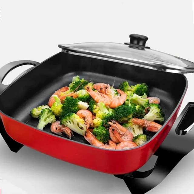 Dessini Multifunctional Electric Skillet, Electric Non-Stick Wok with Lid, Large Multi Cooker, Electric Skillet Grill, Multifunctional Electric Hot Pot,B