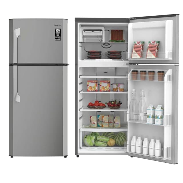 Nikai 300L Double Door Frost Free Refrigerator with Energy Efficient Silent Compressor, Adjustable Glass Shelves and LED Lighting, Silver - NRF300FSS