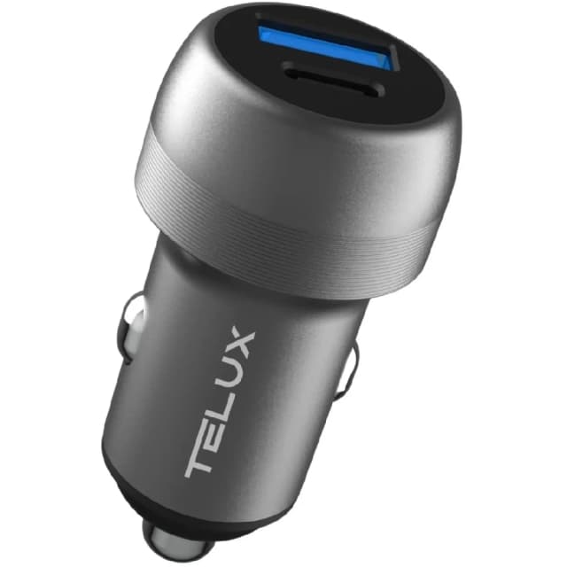 Telux PowerGo PD38C Car Charger with 60W Total Output, 2 Ports (1C+1A), and Stable Power Delivery for iPhone, Samsung, and More (Grey) - TX.POWERGO-CCPG38C.GY