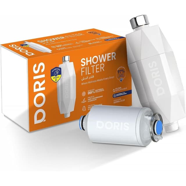 Doris Vitamin C Shower Filter - Removes Chlorine and Heavy Metals, Eliminates Bacteria, Protects Skin and Hair, Reduces Dryness, Irritation and Dandruff, Universal Fit and Easy Installation - B0FGPCDNHT