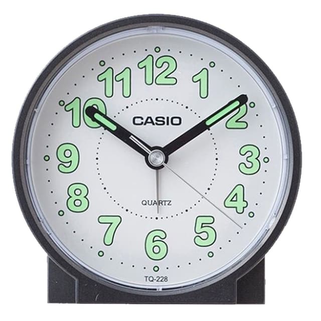 Casio Round Analog Alarm Clock with Beeper Sound, Black -TQ-228-1DF