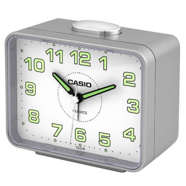 Casio Analog Alarm Clock with Beeper Sound, Grey - TQ-218-8DF