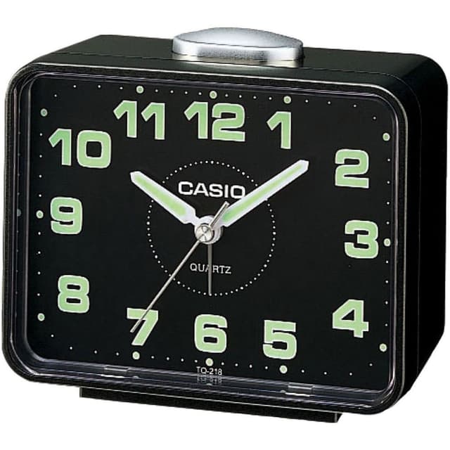Casio Analog Alarm Clock with Beeper Sound, Black - TQ-218-1DF
