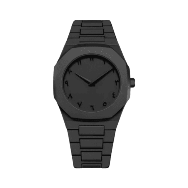 Arabic Aura Mens Watch with Arabic Numerals Matte Black Minimalist Analog Watch
