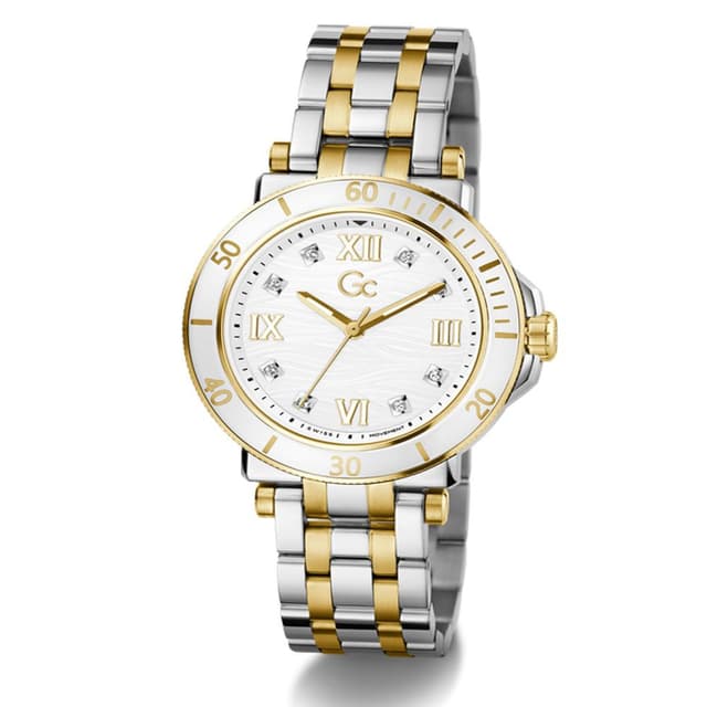 GC One Sport Lady Womens Watch - White Dial, Silver & Yellow Gold Stainless Steel Strap - Z45002L1MF