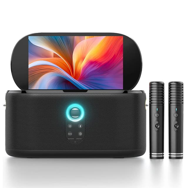 IKARAO S1 Smart Party Speaker 550W 10.1 Inch HD Self-Charging Dual Mic Bluetooth 5.4 Wi-Fi HDMI USB Guitar Mic Aux USB-C In Out Carry Strap - SHELL S1