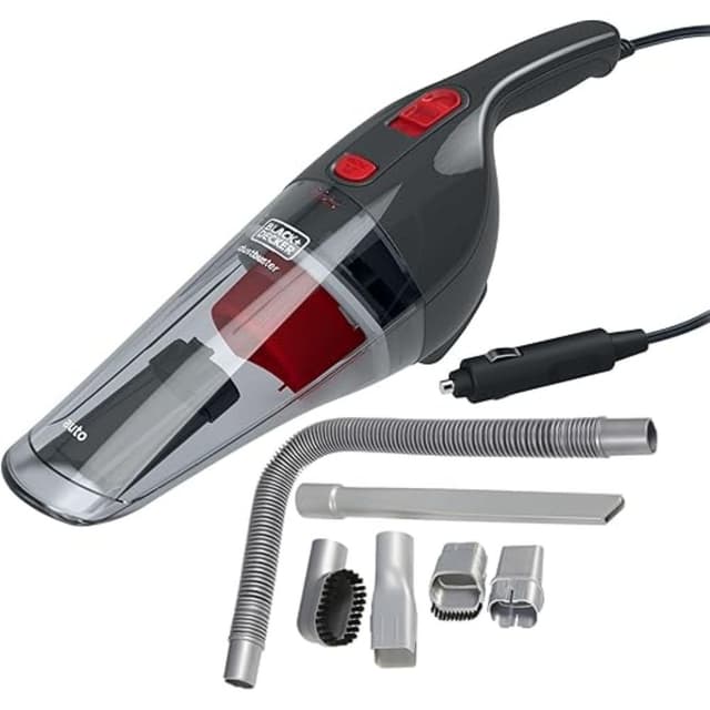 Black & Decker Auto Dust-buster Handheld Car Vacuum 12V DC - NV1210AV, Cordless with 6 Accessories, Red & Grey