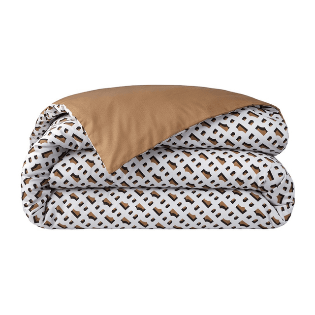 Hugo Boss Monogram Duvet Cover 240x220cm - Luxury Cotton Sateen Bedding Set for Elegant Bedrooms - 100654