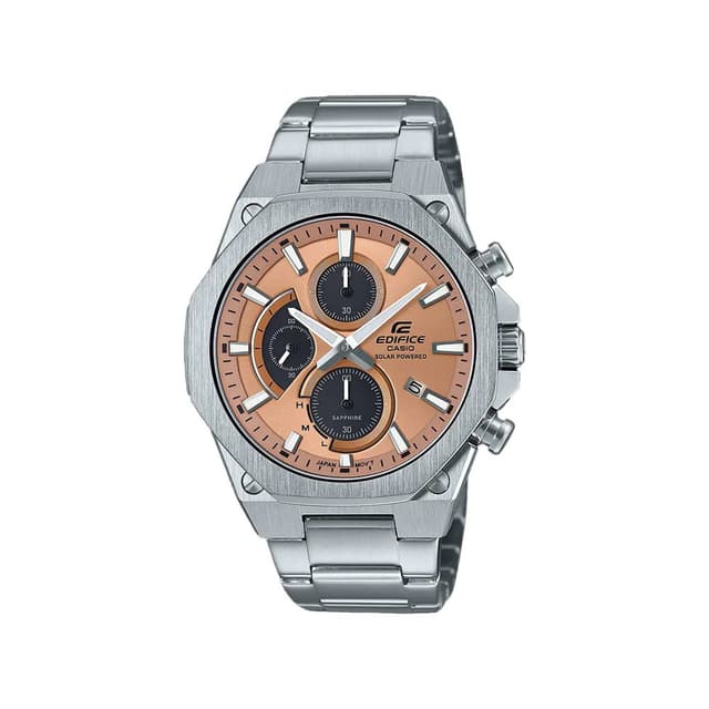 Casio Edifice Mens Standard Chronograph Watch with Brown Dial and Stainless Steel Band - EFS-S570D-5AUD