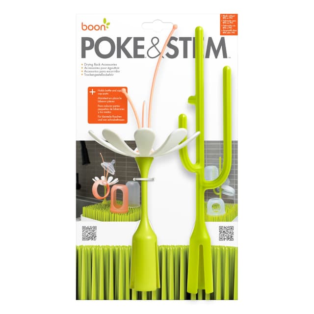 Boon Stem Poke Drying Rack Accessory 2 Pack, Space Saving Bottle Holder, BPA-Free, Easy to Clean, B11302