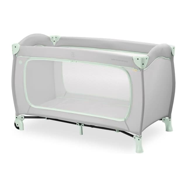 Hauck Sleep N Play Go Plus Travel Cot, Lightweight and Compact Baby Cot with XL Slip-Through, Mesh Sides, Dusty Mint, HK600887