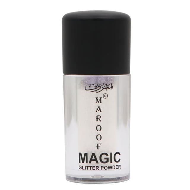 Maroof Magic Glitter Powder - 06 White Gold - Fine Cosmetic Glitter, Multi-Use, For Eyes, Face & Body Art