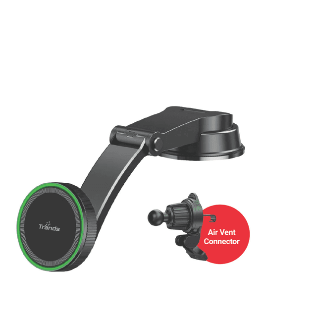Trands 2 in 1 Magnetic Wireless Car Holder – Adjustable Dashboard & Air Vent Mount with Fast Wireless Charging - TR-HO5617