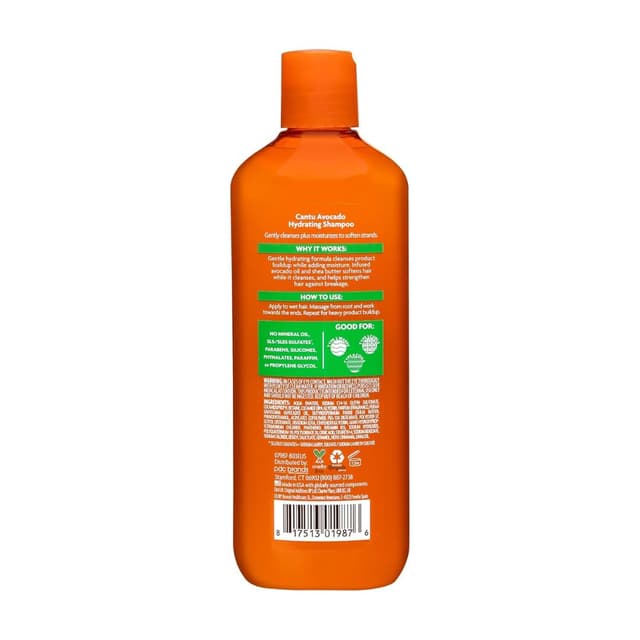 Cantu Avocado Hydrating Shampoo for Gentle Cleansing and Moisture, 400ml
