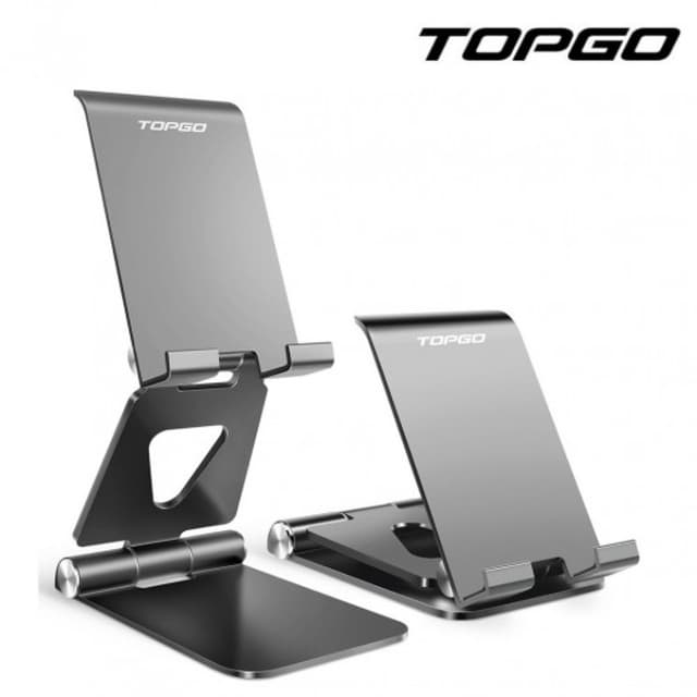 Topgo Foldable Phone Stand Black PST-1BK Adjustable Portable Desk Mount Anti-Slip Design - X002JNZIC7