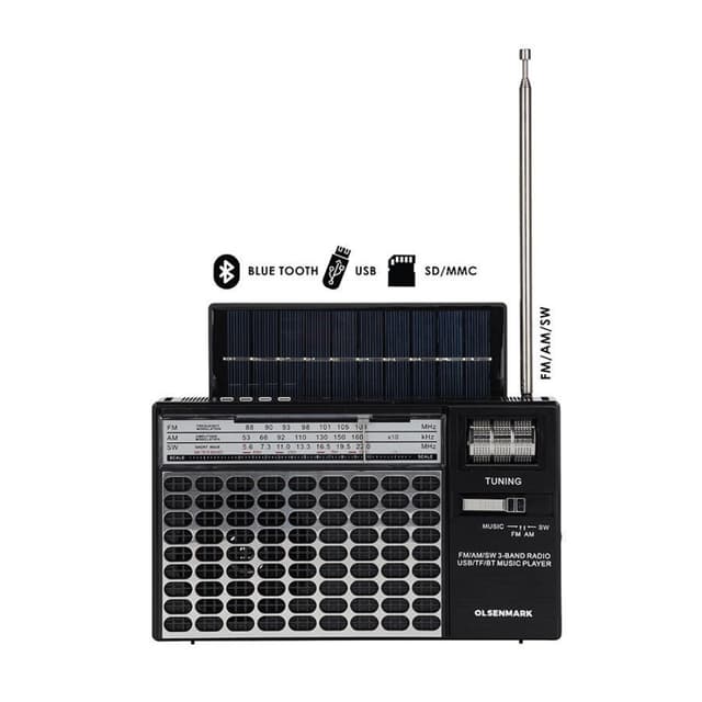 Olsenmark Portable 3-Band Radio, Rechargeable Battery, Bluetooth USB TF MP3, Retro Style - OMR1276