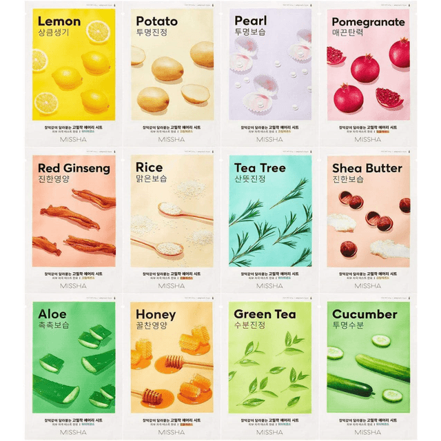 Missha Airy Fit Sheet Mask 12-Piece Variety Pack - Complete Skincare Set for All Skin Types