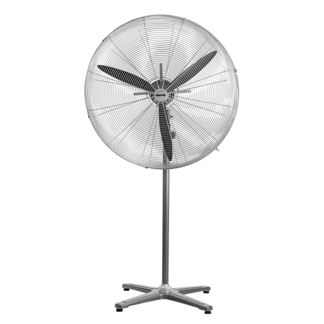 Geepas 24-Inch Industrial Pedestal Fan Powerful Airflow Oscillating Head Adjustable Height Tilt 3-Speed Control Durable Metal Body for Workshops Warehouses - GF21197