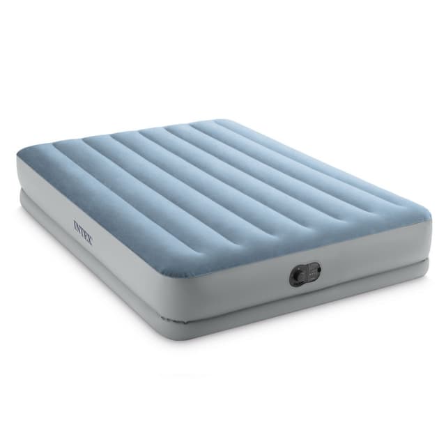 Intex Queen Dura-Beam Comfort Airbed with Built-In Pump Fiber-Tech Construction 14in Height for Guest Sleeping - 64824