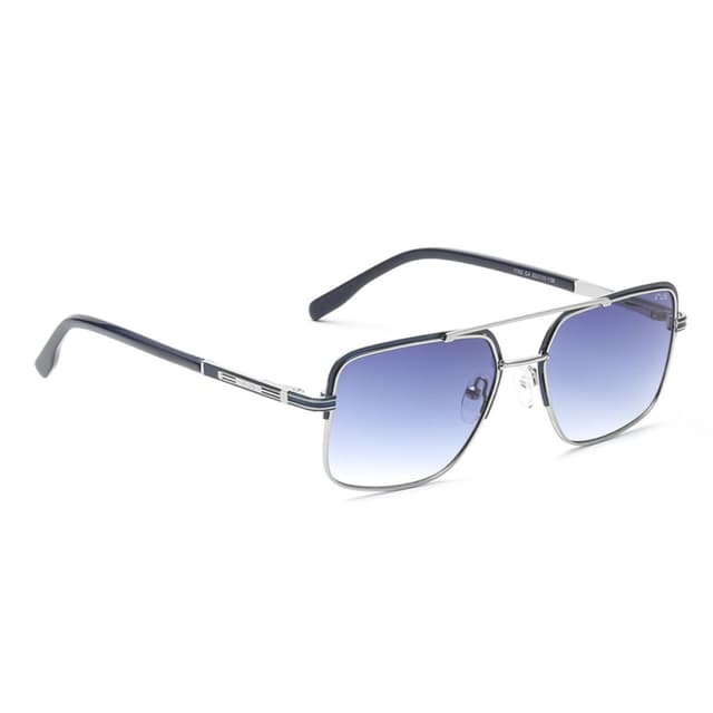 IRUS Unisex Gradient Blue Lens Sunglasses Full Frame Pilot Shape 53-17-138mm Silver Metal Frame CR39 Lens - 1152C4